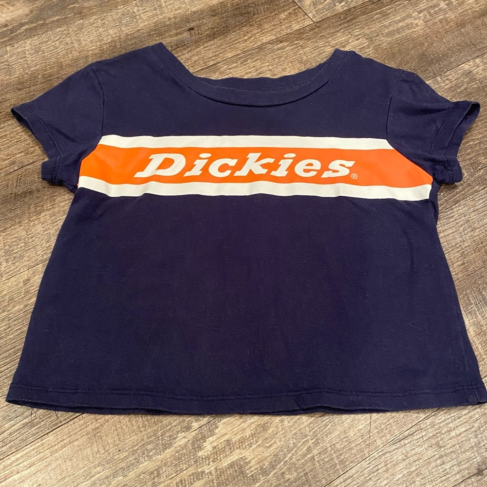 Dickies Cropped Navy and Orange T-Shirt